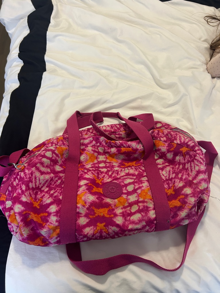 Kipling Pink Tie-Dye Quilted Duffle Bag